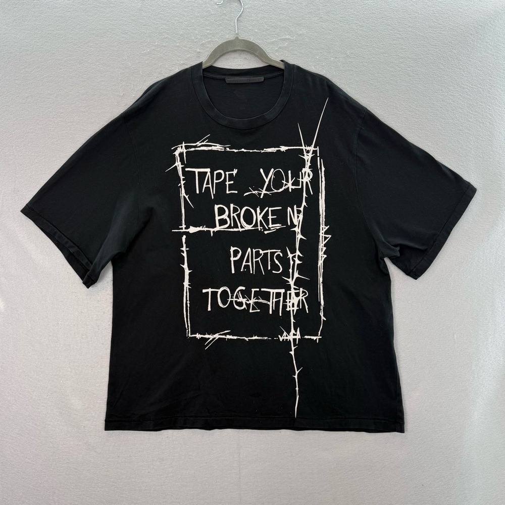 Haider Hckermann - men’s graphic print crew neck Henley black& white T-shirt XXL